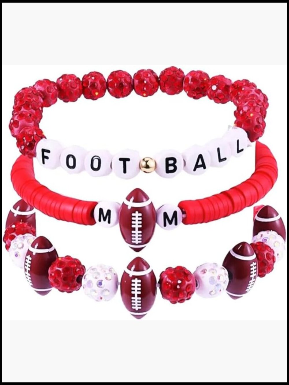 Football Game Day Stretch Bracelet for Women, Stacking Rugby Bracelet with